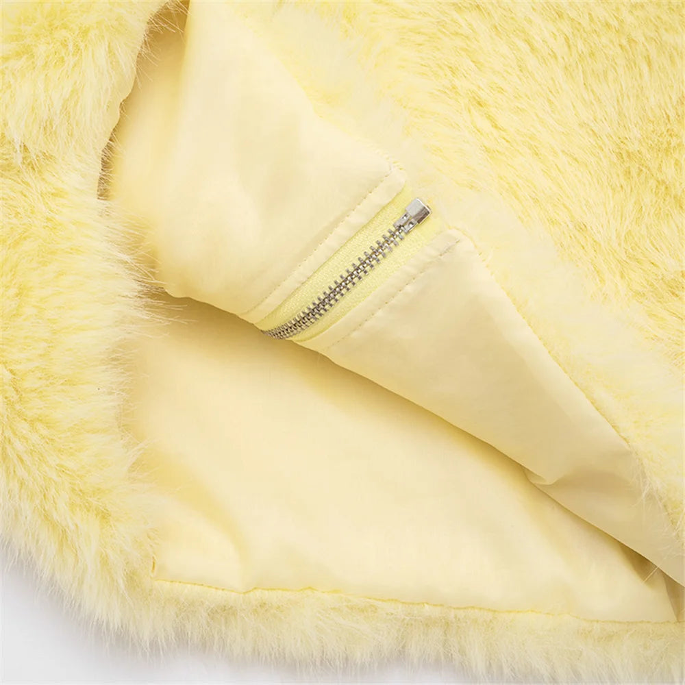 Sexy Furry Tank Tops Women Chic Hooded Zip Autumn Trend Cardigan Midnight Basic Street Party Club Furs Hipster Vest