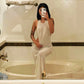 Backless Side Slit Thin Dress Women Halter Waistless Lace-Up Summer Sexy Beach Vacation Hottie Stretch Slim Clubwear