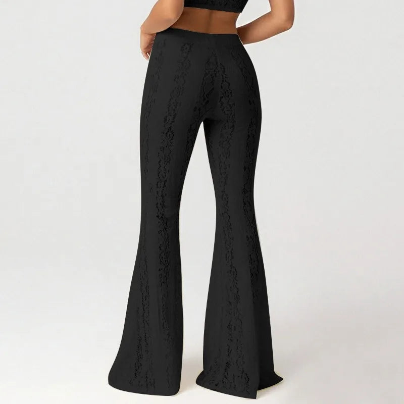Low-rise Lace Flare Trousers See Through Bell Bottom Pants Woman Clothing Fall 2026