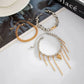 3Pcs/Set Trend Triangle Peach Heart Tassel Pendant Bracelets Women Adjustable Bead Metal Chain Wedding Bridal Jewelry