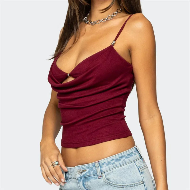 Chic Women Camisoles Solid Color Spaghetti Strap Casual Tank Tops Summer Fashion Sleeveless Tops Y2K Streetwear