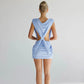 Deep V Neck Sleeveless Backless Mini Dress Sexy Blue Summer Dresses for Women Clothes 2026