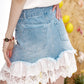 2025 Summer New Arrivals Lace And Lace Patchwork A-Line Denim Skirt For Women