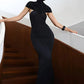 Turtleneck Short Sleeve Sexy Maxi Dress Women Elegant Draped Ruched Evening Club Party Long Dresses Female Clothes