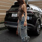 Leopard Sequins Women Vest Y2K Backless Halter V-Neck Lace-Up Sleeveless Street Skinny Wild Summer Trend Tank Tops