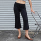Women Y2K Low Waist Cropped Flare Pants Drawstring Elastic Waist Capri Bootcut Trousers Casual Streetwear Loungewear