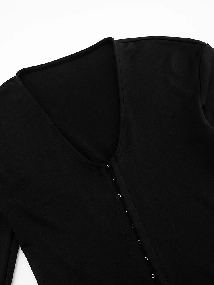 Basic 2-Piece Set Women Tracksuit Single Breasted V-Neck Full Sleeve Crop Jacket+Bike Shorts Skinny Simple Streetwear