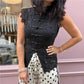 Lace Sleeveless Top Women Mandarin Collar Cap Sleeve Hollow Floral Lace Shirt Frog Buttons Slim Cropped Split Front Tops
