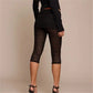 Women Lace Cropped Leggings with Skirt Overlay See Through Mesh Capri Pants High Waist Ruched Summer Casual Streetwear
