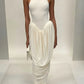 Elegant White Party Dresses Woman 2025 Beautiful Ladies Sleeveless Irregular Pleated Long Dresses