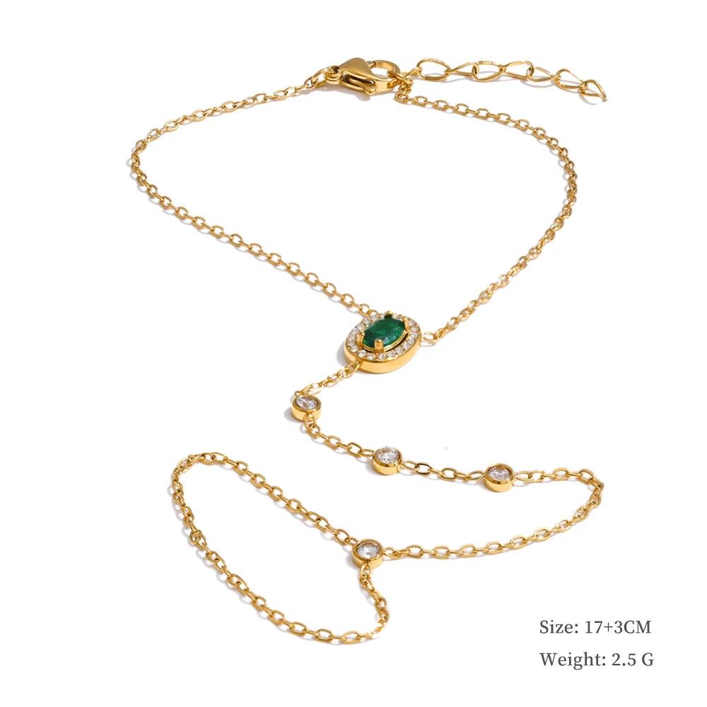 Trendy Stainless Steel Zircon Beads Back of Hand Chain Finger Bracelet Fashion Chic Sexy Jewelry Waterproof Wholesale Gift