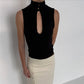 Keyhole Cutout Tops for Women Y2K Mandarin Collar Shirt Sexy Fitted Hollow Out Tank Summer Fashion Going Out Tops