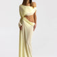 Off Shoulder Cutout Sexy Maxi Dress Women Elegant Draped Slinky Ruched Bodycon Cocktail Evening Party Dresses Gown