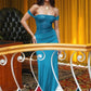 Off-shoulder Strapless Sexy Maxi Dress For Women Elegant Blue Sleeveless Backless Lace Patchwork Bodycon Long Dress