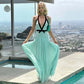 Mint Green Mesh Flowy Maxi Dress Woman Elegant Sexy Bow Deep V Neck Backless Long Dresses