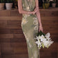Hollow Maxi Dress Women Frog Button Stand-Up Collar Floral Print Sleeveless Classic Summer Elegant Chic Vestidos
