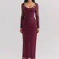Elegant Sheer Long Sleeve Sexy Maxi Dress For Women Fashion Mesh Strapless Backless Club Party Sexy Long Dress 2024