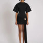 Fashion Short Sleeve Ruched Sexy Mini Dress Women Elegant Metal Decoration Solid O Neck High Waist Club Dresses New