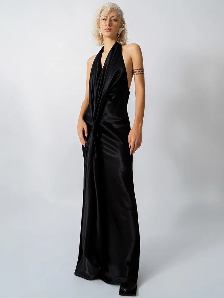 Summer White Dress Evening Party Elegant Satin Deep V Neck Backless Split Long Dresses for Woman Clothing