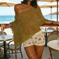 Women’s Off Shoulder Tops Long Sleeve Sheer Asymmetrical Ruffle Blouse Layered Mesh Chiffon Shirt for Party Night Club