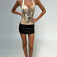 Halter Vest Women Fake Fishbone Decoration Low-Neck Backless Leopard Print Slim Sexy Midnight Summer Wild Streetwear