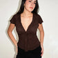 Black Sheer Mesh Blouses and Shirts for Woman Keyhole Bow Tie Flutter Sleeve Top Fashion 2026 Woman