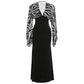 Black and White Zebra-print Flare Sleeve Deep V Neck Maxi Dress Wedding Guest Elegant Evening Dresses 2026