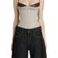 Casual Fashion Camisole Tops Woman Leather Patchwork Low-Neck Backless Skinny Stretch Daily High Street Style Vests