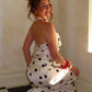 Elegant Polka Dot Print 2 Piece Set Women Sexy Halter Backless Swing Collar Bandages Tank Top+Skirt Chic Party Suits