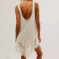 Women's Y2k Spaghetti Strap Lace Mini Dress Sleeveless Scoop Neck Ruffle Flowy Short Dress Lightweight Party Dress