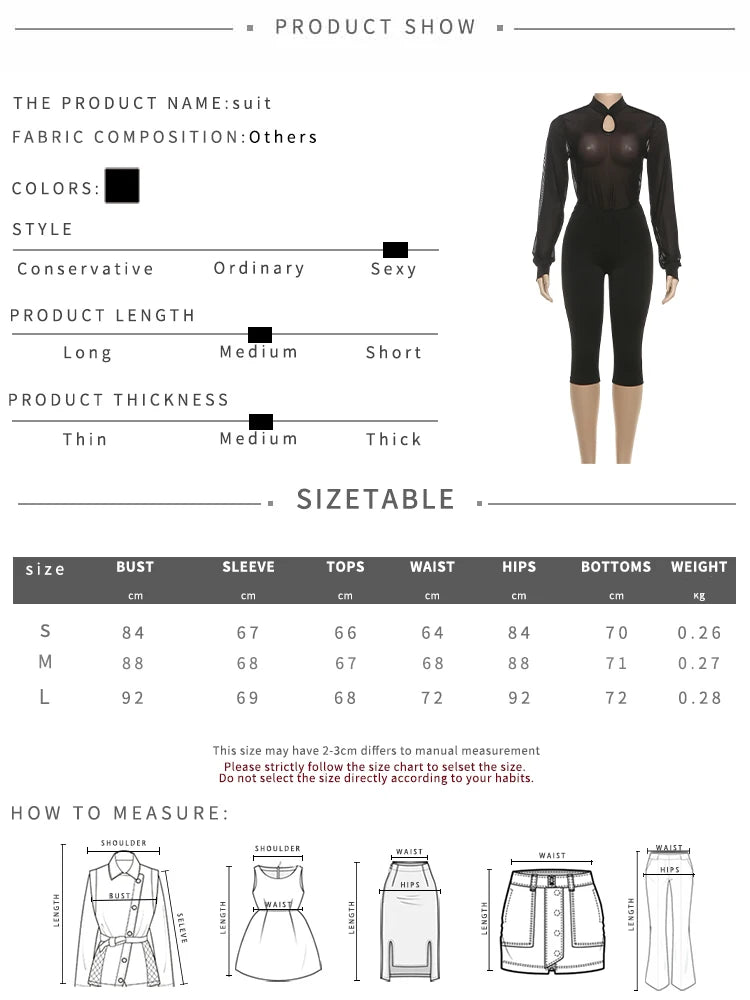Sexy 2-Piece Set Women Stand Collar Patchwork See Through Hollow Frog Button Top+Elastic Waist Short Midnight Suits
