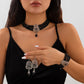 Goth Multilayer Crystal Chain Necklace Bracelet Drop Earrings for Women Temperament Jewelry Set Halloween Accessories