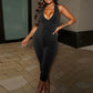 Halter Deep V-Neck Romper Women Fit Simple Sexy Basic Backless Sleeveless Skinny Stretch Casual Streetwear Playsuit