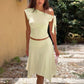 Women 2 Piece Outfits Off Shoulder Tie Side Crop Top Midi Skirt Solid Slim Bodycon Matching Set Summer Party Co Ord Set