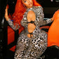 Leopard Print Jumpsuits Women Wild Style Sexy Hollow Bandage Full Sleeve Skinny Peach Hip Midnight Coquette Overalls