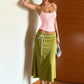Color Blocking Elegant 2 Piece Set Woman Summer Trend Low-Neck Backless Camisoles+Ribbon Decoration Long Skirts Suits