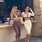 3 Piece Athletic Sets Woman Long Sleeve Cropped Tops Sports Bra and Capri Leggings Matching Sets Fall Outfits