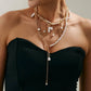 2Pcs/Set Bohemia Imitation Pearl Long Tassel Pendant Choker Necklace for Women Sexy Chest Chain Wedding Neck Jewelry