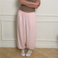 Women Waffle Knit Harem Pants Elastic High Waist Loose Baggy Tapered Joggers Solid Casual Loungewear Streetwear Trousers
