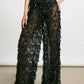 Sheer Mesh Sequin Fringe Wide Leg Pants Drawstring Elastic Waist See Through Beach Cover Up Palazzo Pants Party Clubwear