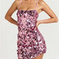 Women Sparkly Sequin Mini Dress Spaghetti Strap Open Back Lace Up Bodycon Dress for Nightclub Party and Birthday Outfits