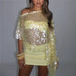 Women Sparkly Sequin Mesh Cape Cover Up Irregular Hem Sheer Fishnet Poncho Shawl For Party Rave Festival Tops