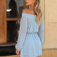 Flared Sleeve Sexy Jacquard Patchwork Dress Women Fashion Button Slash Neck Hollow Chic Trend Party Club Mini Bodycon