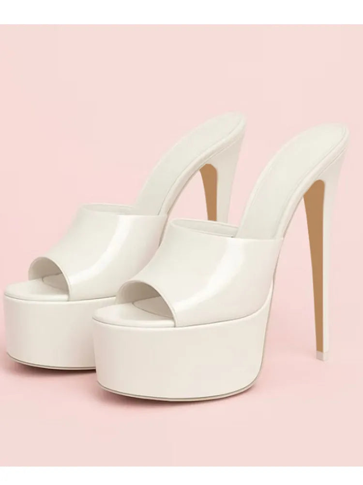 Summer New Women's Thick Bottom, Fine High Heels, Toothed Cool Slippers, Fashion Show, Party, Ultra High Heel Sandals