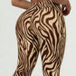 Tiger Stripes Print Elastic Waist Short Women Skinny Side Slit Skinny Simple Classic Fashion Summer Daily Streetwear