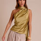 Summer Satin Tank Top Fashion Solid Backless Sleeveless with Scarf Ribbon Tanks High-Street Party Vacation Women's Top