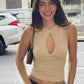 Cutout Sleeveless Cropped Tops 2026 Summer Clothes for Women Fashion Sexy Black Tank Top