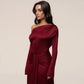 One Shoulder Draped Front Long Sleeve Maxi Dress Burgundy Evening Party Dresses Woman Elegant Fall 2026