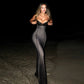 Leather Mesh Patchwork Black Long Party Dress Woman Elegant Sexy Sleeveless Fishtail Maxi Dresses