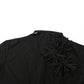 Sexy Mesh Sheer Black Shirts & Blouses 3d Flower Appliques Turtleneck Short Sleeve Crop Tops Cardigan